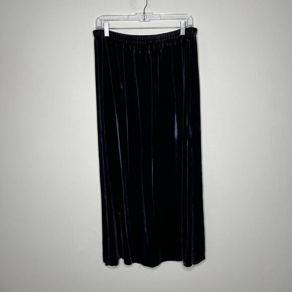 Eileen Fisher Skirt Womens Small Purple Velvet Maxi Silk Blend Elastic Waist - Picture 2 of 11